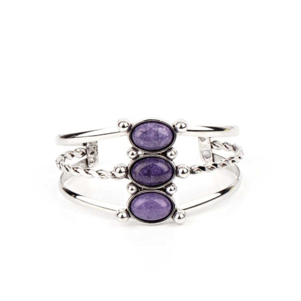 Elegant Silver and Purple Stone Bracelet